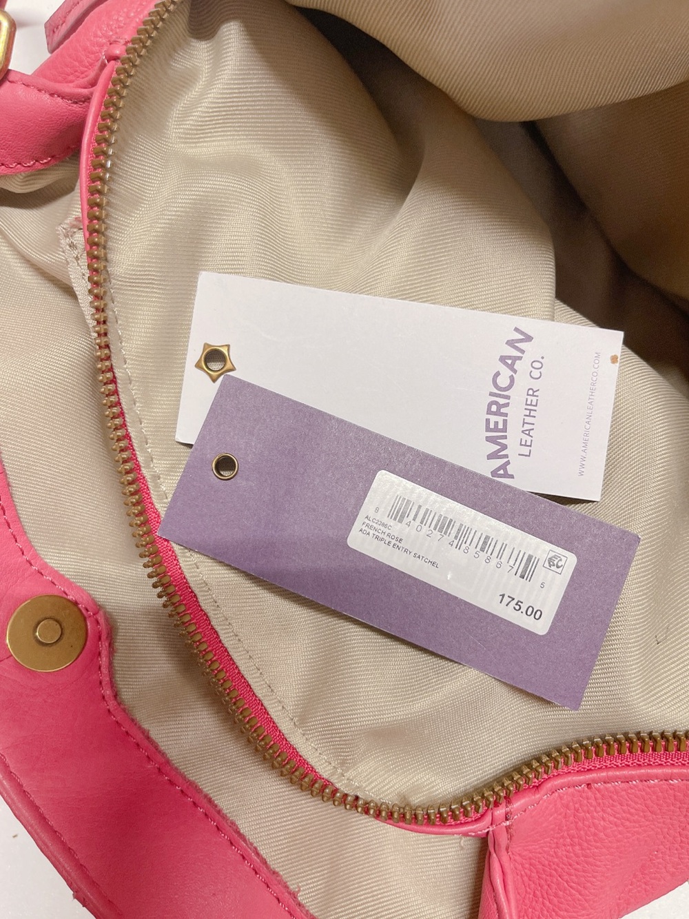 American Leather Go. Ada Triple Entry Leather Satchel In French Rose - Picture 7 of 16
